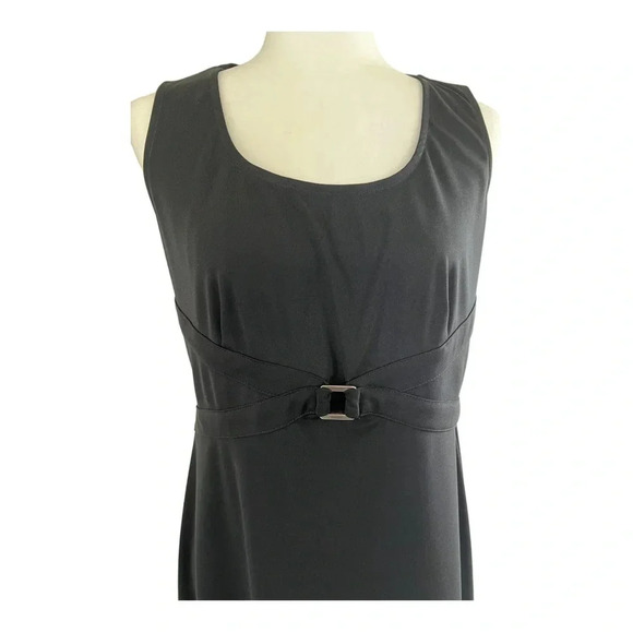 Bisou Bisou Black Sleeveless Dress Gold buckle Sz 12 - Picture 3 of 6
